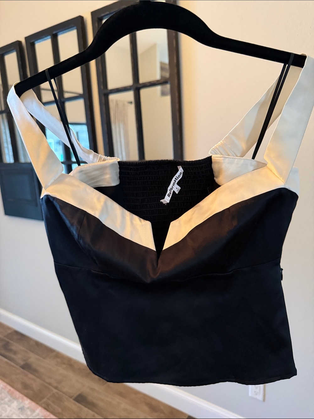 Reformation Black and White Off-Shoulder Crop Top - Picture 4 of 5